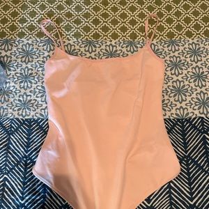 Free People Light Pink Open Back Spaghetti Strap Bodysuit